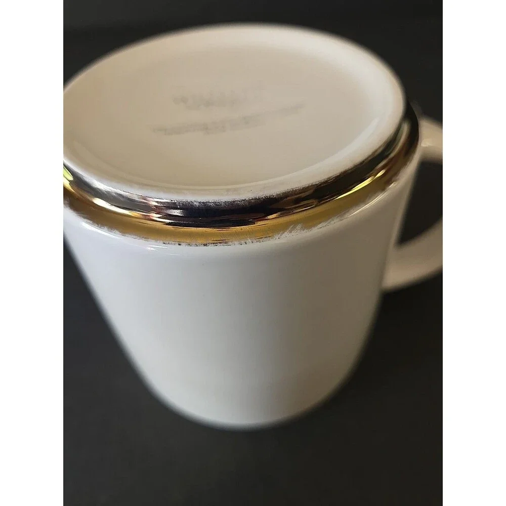 Williams Sonoma Ceramic Coffee Mug Monogram Letter Gold Initial B